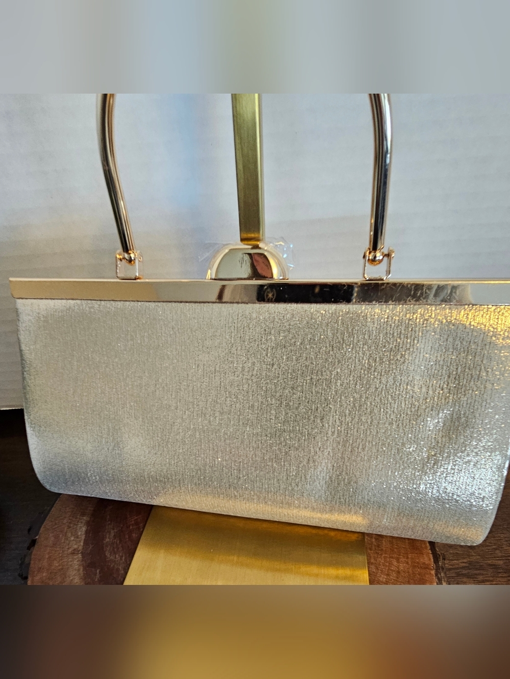 Prezzo Gold Tone Metal Rhinestone Crystal Clutch Evening Bag Crossbody Chain Nwt - Picture 2 of 7